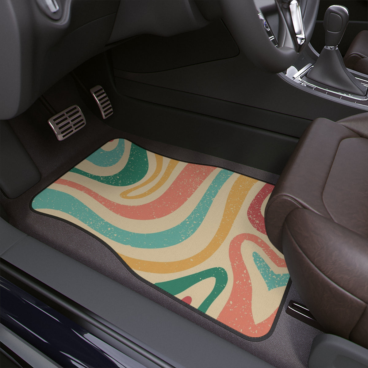 Abstract Groovy Car Floor Mat,Aesthetic Retro Wavy car mat,minimalist Car Accessories,funky interior car decors,Aesthetic Retro car mat
