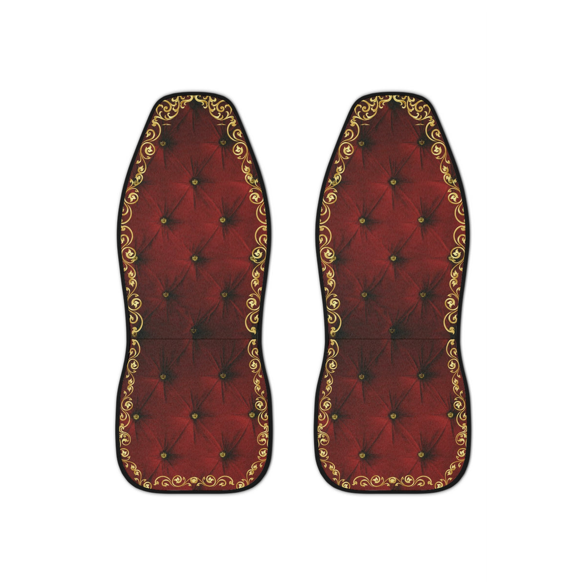 Luxury Royal Throne Car Seat Covers Set,Red Velvet Diamond Car Seat,Golden Frame Car Decor,Royal Queen Interior Decoration,Textured Car Seat