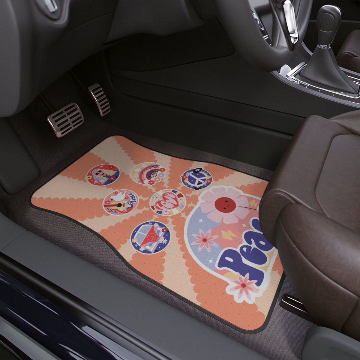 Hippie Car Floor Mat,Aesthetic Retro Car Floor Mat,Cute funky Car Accessories,Girly Car accessories,cute interior car decor,groovy car decor