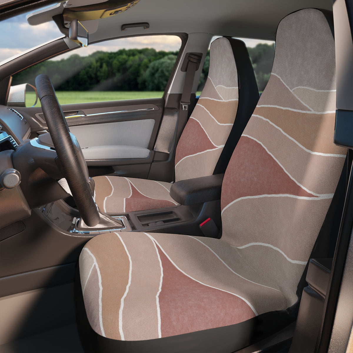 Modern Abstract Art Car Seat Covers Set of 2, Aesthetic Car Seat Cover,Boho Car Decor,Gift for new driver, Retro Vintage Pattern car seat