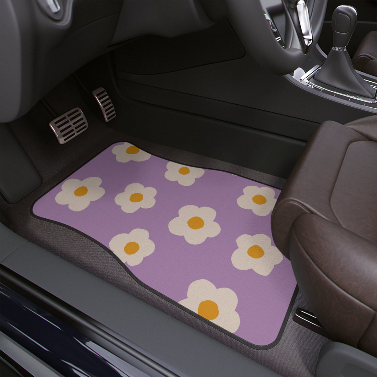 Kawaii Car Floor Mat,Aesthetic Flower Car Floor Mat,Cute Y2K Car Accessories,Girly Car accessories,cute interior car decor,purple car mat