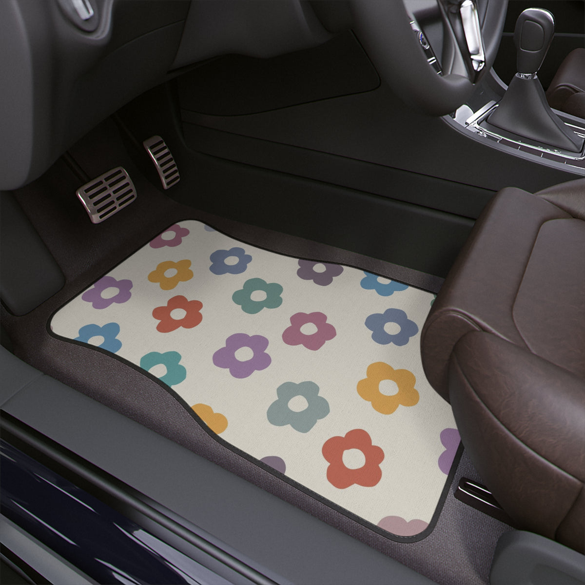 Kawaii Car Floor Mat,Aesthetic Flower Car Floor Mat,Cute Y2K Car Accessories,Girly Car accessories,cute interior car decor,colorful car mat