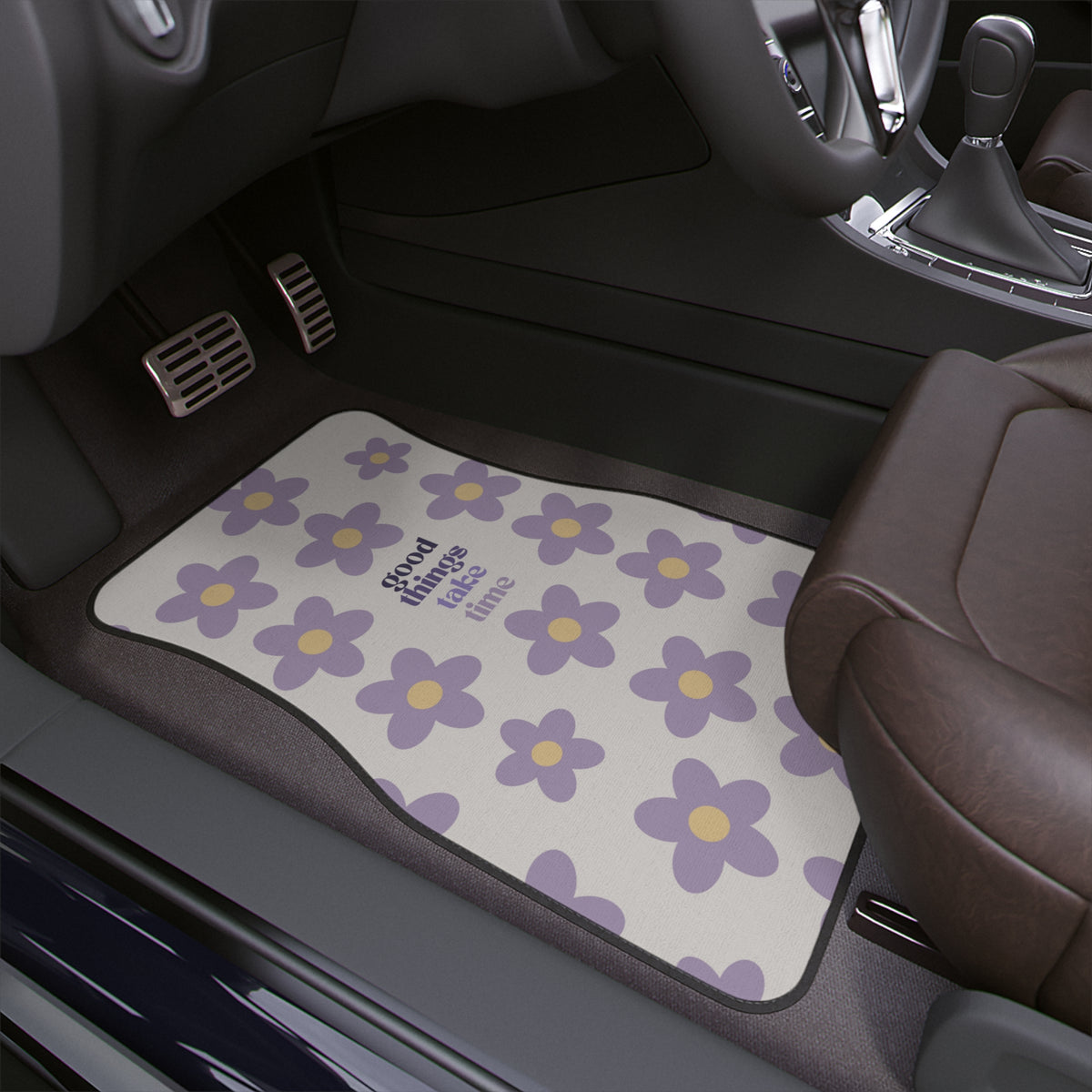 Boho Purple Car Floor Mats, Aesthetic Y2K Lilac Daisy Car Mat,Y2K Retro Car Accessories,Cute Car accessory for women,Cute Girly Car Decor