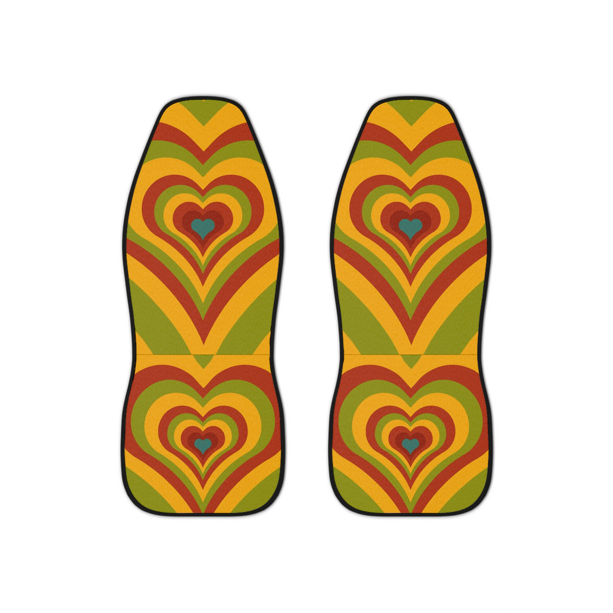 Good Vibes Boho Car Seat Covers Set of 2, Aesthetic 70s Groovy Heart Car Seat Cover, Gift for new driver, Y2K Retro Vintage car accessories
