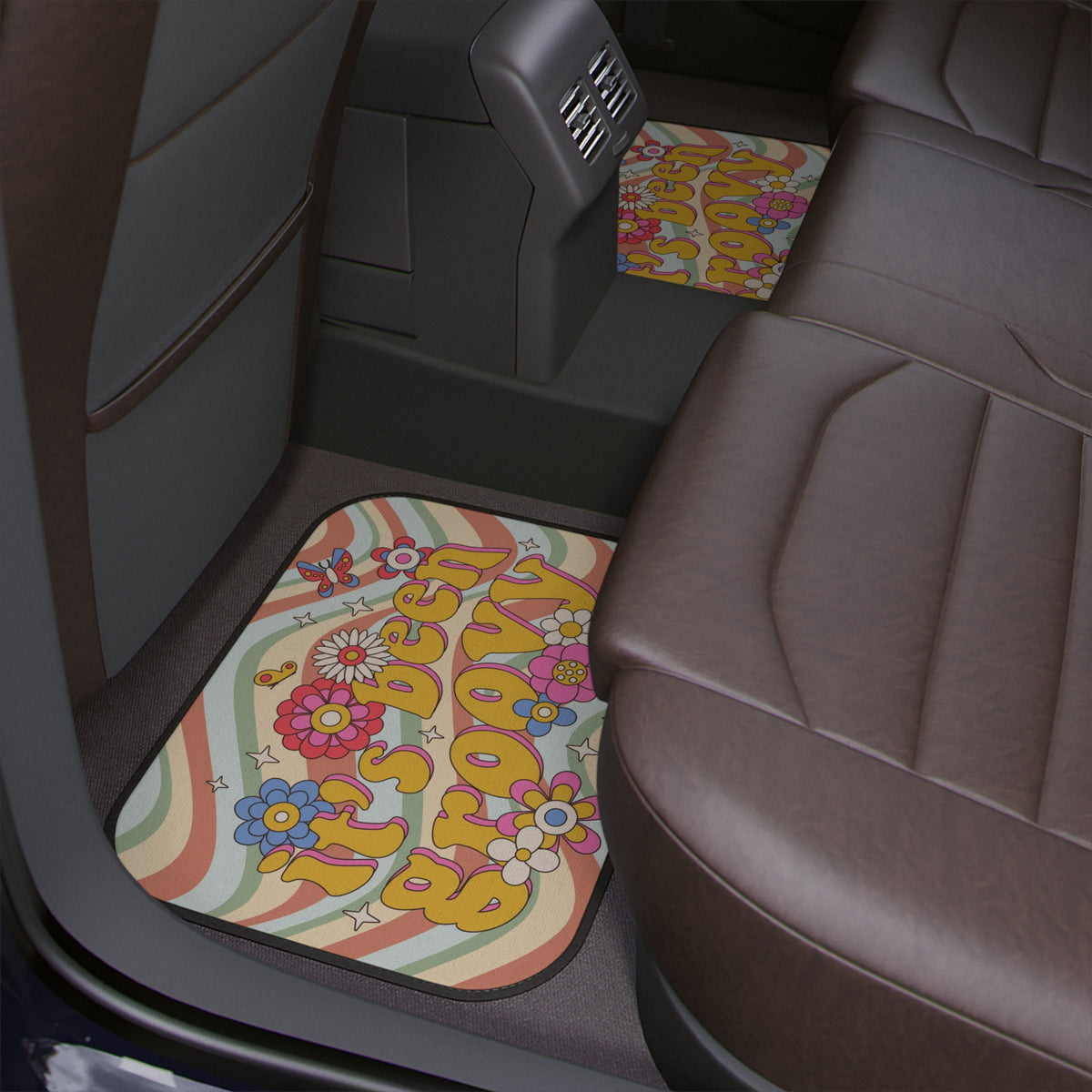 Boho Car Floor Mats, Aesthetic Y2K Groovy Car Floor Mats,Y2K Retro Car Accessories, Cute Car accessories for women,Good vibes