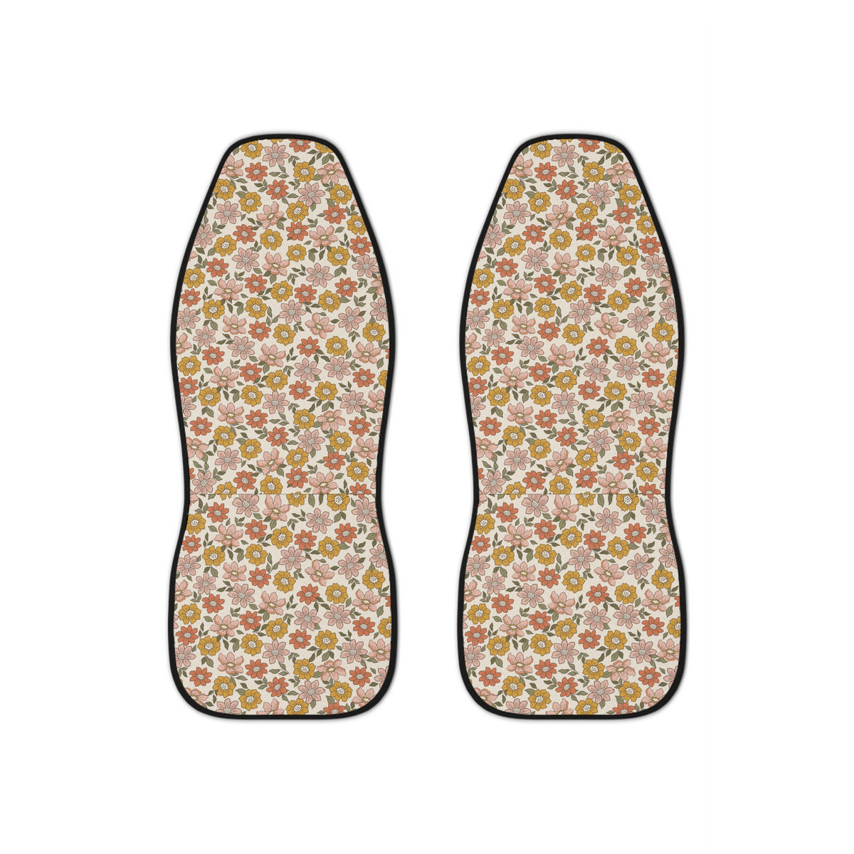 Boho Car Seat Covers Set, Aesthetic Floral Car Car Seat Covers,Y2K Retro Car Accessories,Cute Car Decor for women,Beige girly car seat cover