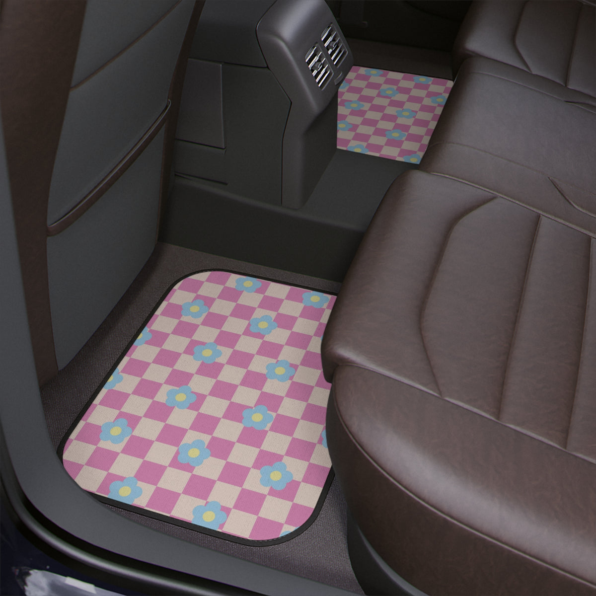 Boho Car Floor Mats,Aesthetic retro Car Floor Mats, Y2K checkers Car Accessories,Girly Car Accessories