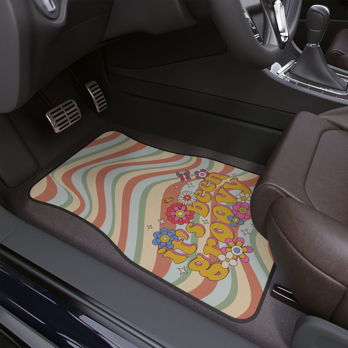 Boho Car Floor Mats, Aesthetic Y2K Groovy Car Floor Mats,Y2K Retro Car Accessories, Cute Car accessories for women,Good vibes