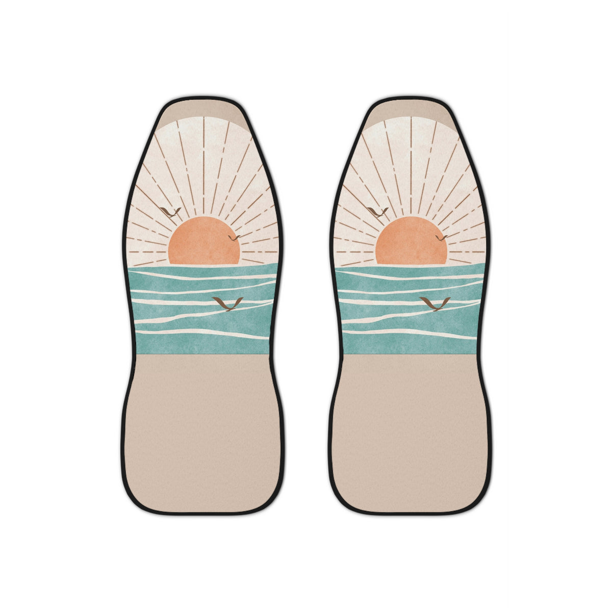 Beige Boho sunrise Car Seat Covers Set, Aesthetic Retro Car Seat Cover, Cute Car accessories for women, Cute car decoration