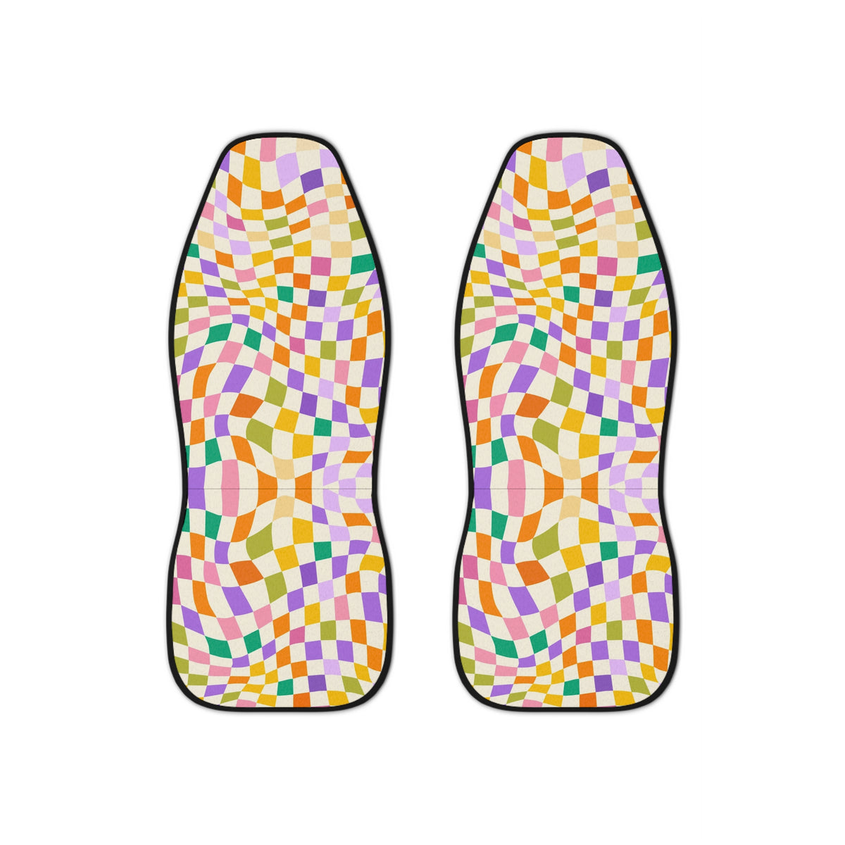 Colorful Checkered Boho Car Seat Covers Set, Aesthetic y2k Car Seat Cover, Good Vibes Groovy cute car Accessories, Cute car decorations