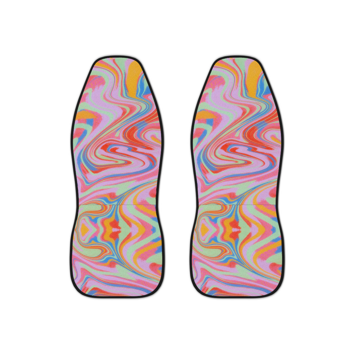 Pastel Psychedelic Car Seat Covers Set, Aesthetic y2k Car Seat Cover, Y2K Retro Car Accessories, Good Vibes Groovy cute car Decor