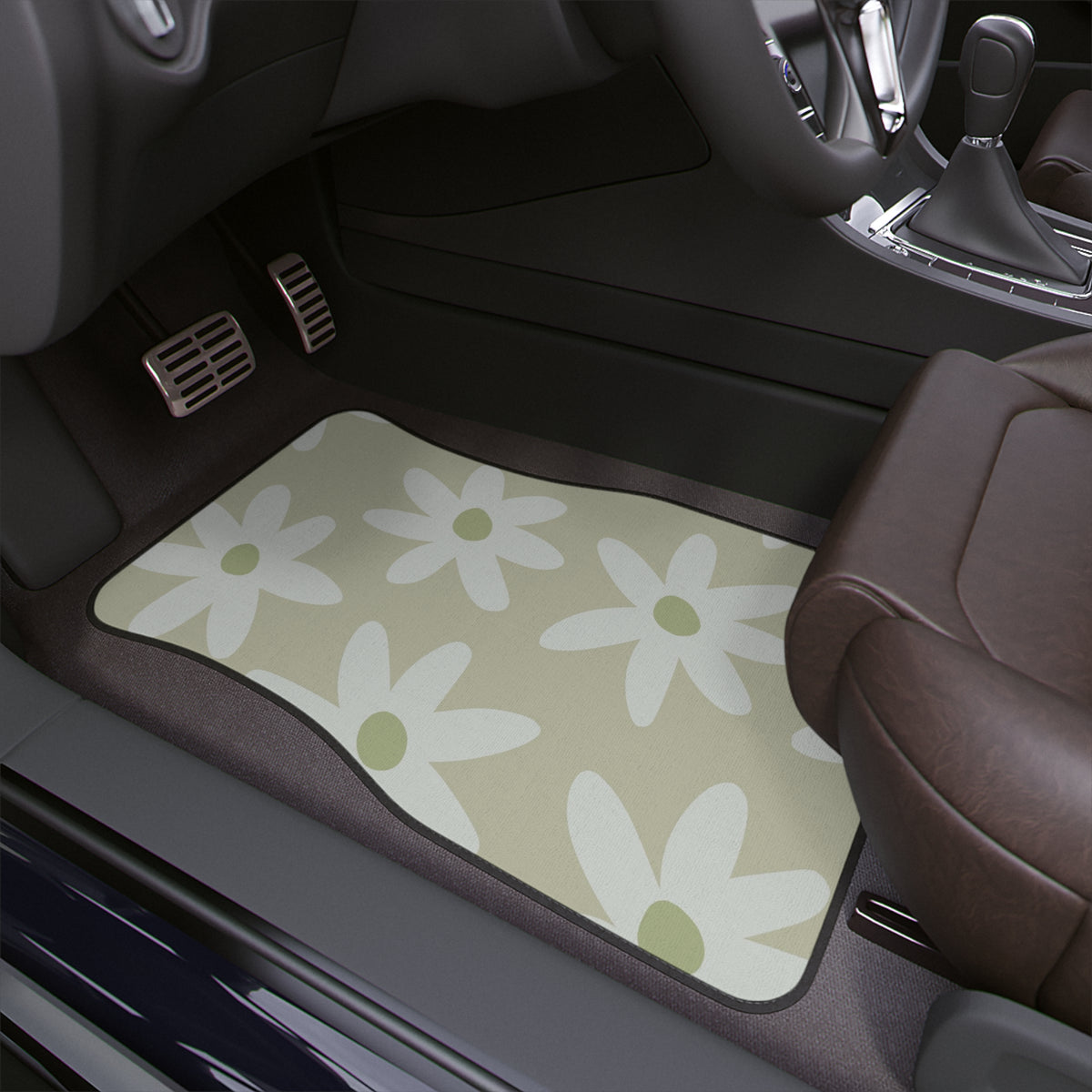 Boho Car Floor Mats, Aesthetic Y2K Green Daisy Car Floor Mats,Y2K Retro Car Accessories, Cute Car accessories for women, Cute car decor