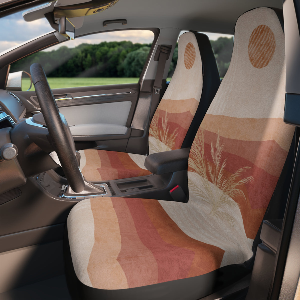 Boho Beige Car Seat Covers Set of 2, Aesthetic Car Seat Covers,Boho Car Decor,new car gift,minimalist car seat cover,Cute car accessories