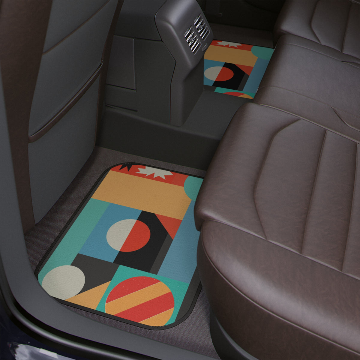 Green Boho Car Floor Mat, Aesthetic Abstract Geometric Retro Car Floor Mat, Minimalist Boho Car Accessories,Mid century mordern Car Decor