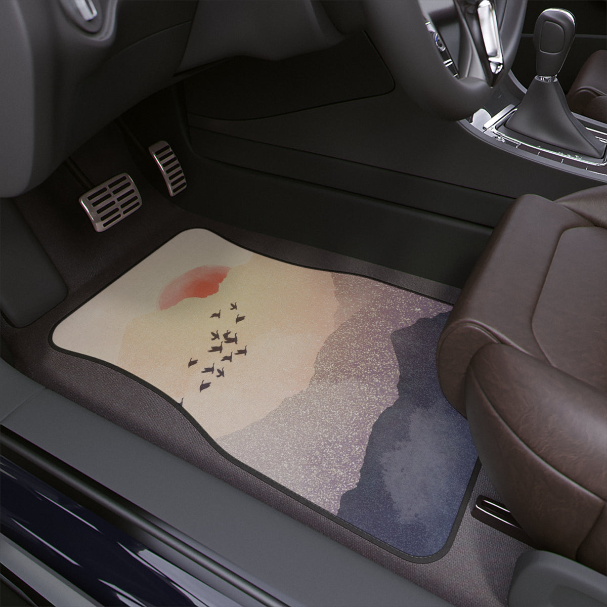 Mountain Car Floor Mat,Aesthetic Landscape Car mats,Cute Girly Car Decor,Textured car seat cover,boho car accessories for women