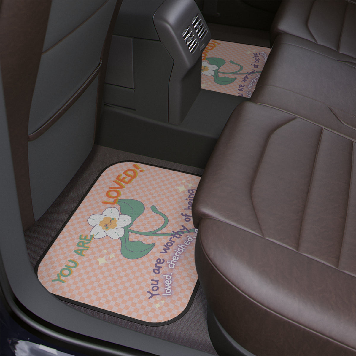 Retro Groovy Car Floor Mat,Boho Retro Car Floor Mat,Cute Car Accessories,y2k flower car decals,Good vibe car decor,positive quotes car decal