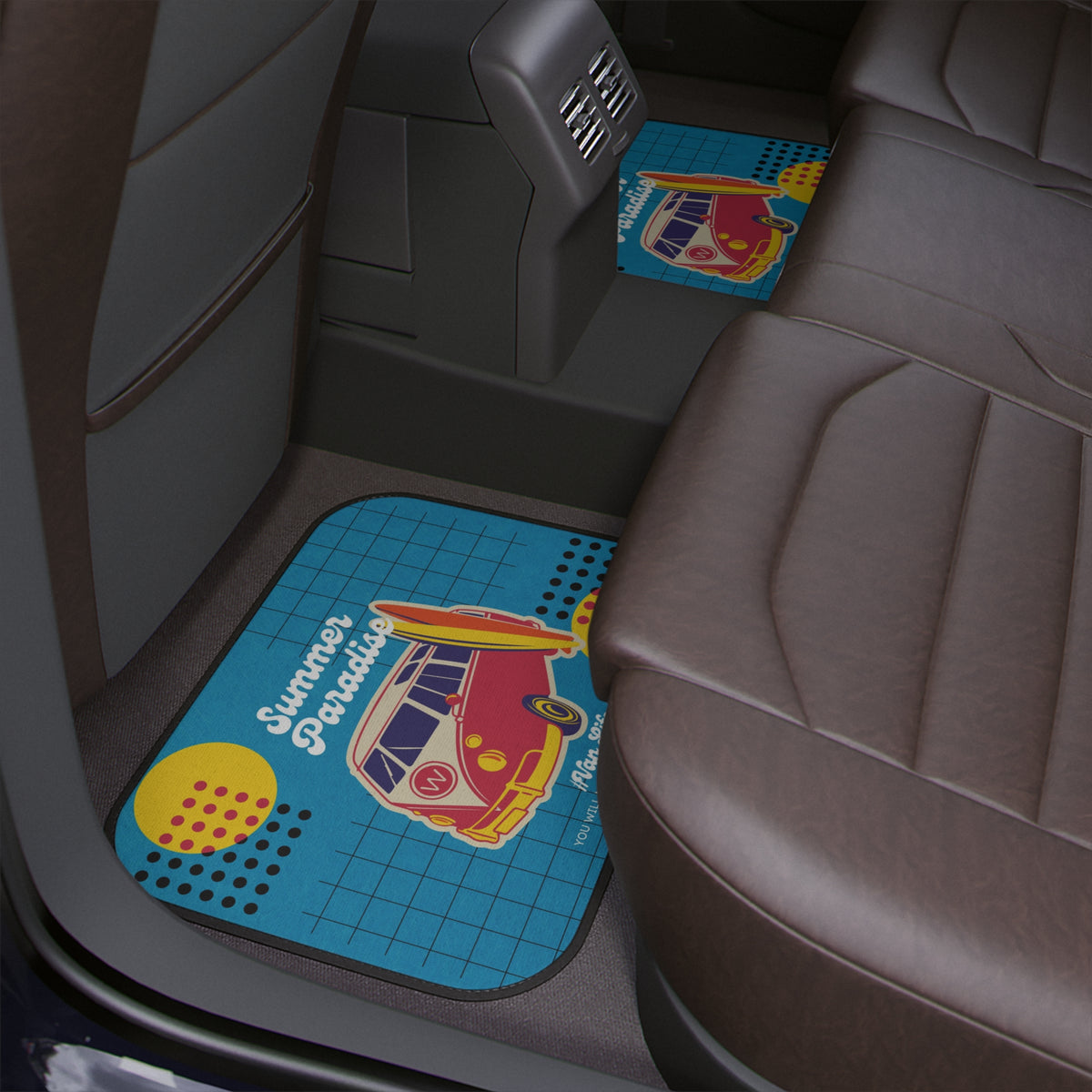 Boho Blue Car Floor Mats, Aesthetic Retro Car Floor Mats, Car Accessories for Van, Cute Van life Car accessories, Kawaii Summer car decor