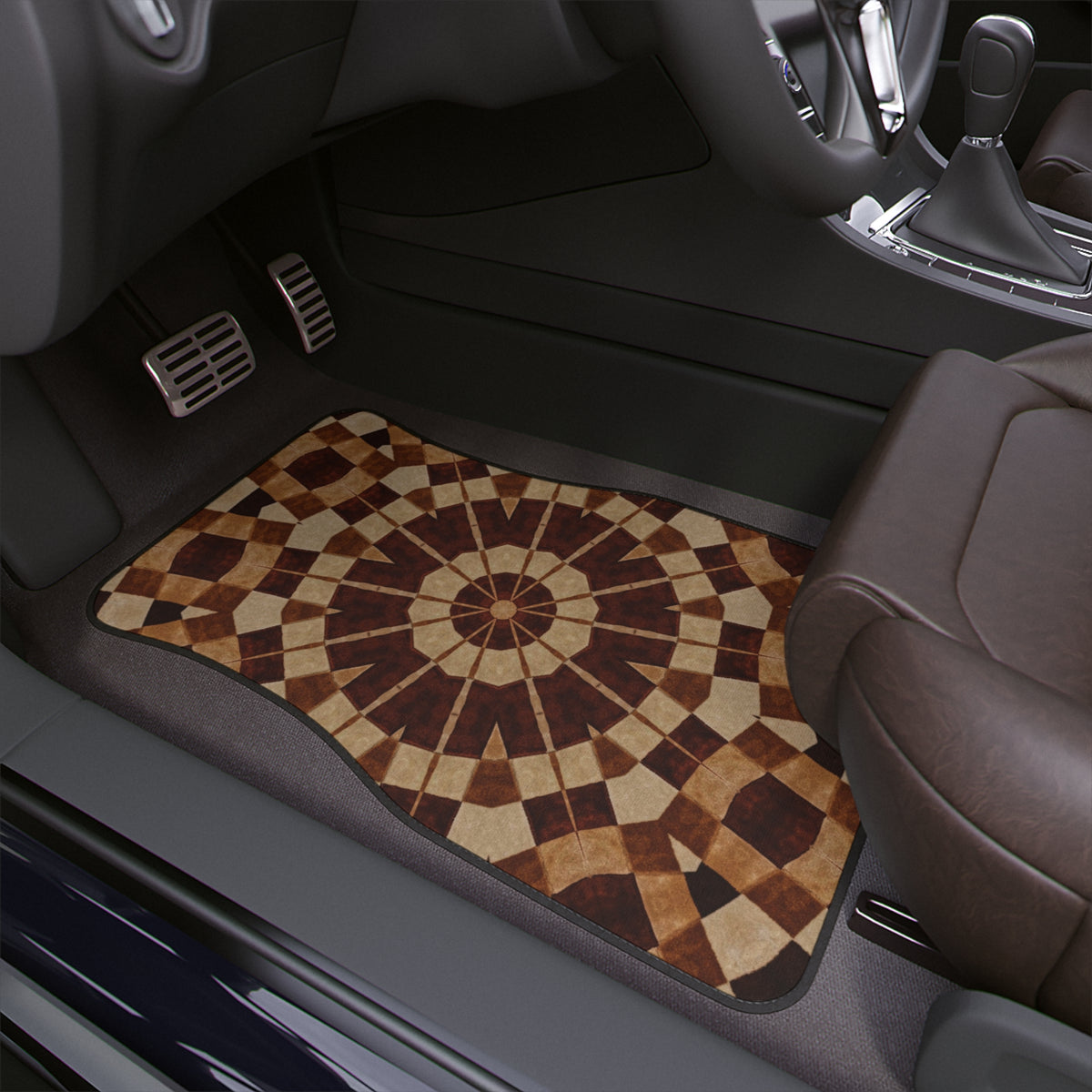Boho Car Floor Mats, Aesthetic Beige Pattern Car Floor Mats,Retro Abstract Art Car Accessories,Vintage Car Decor,MidCentury Modern Car Decor