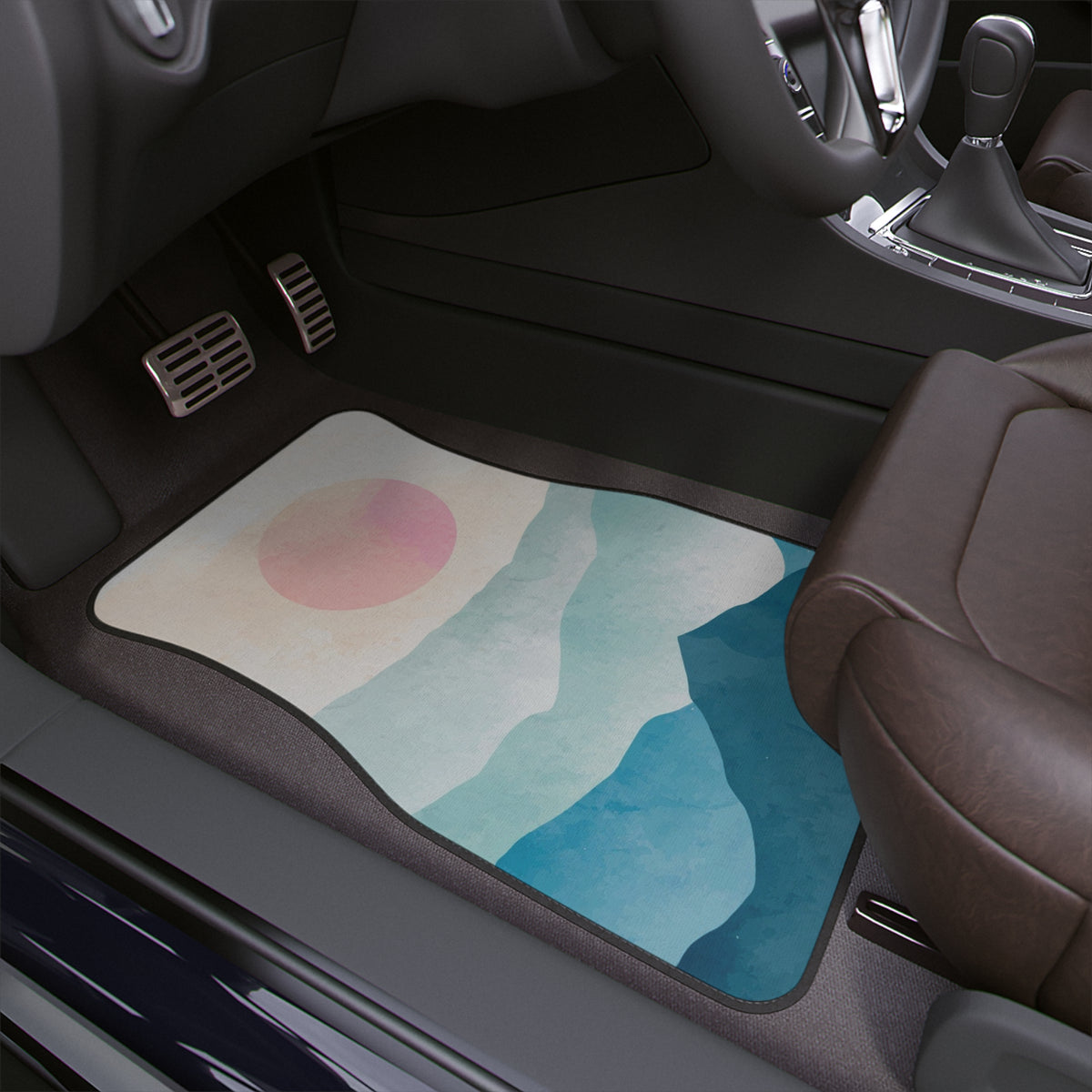 Boho sunrise Car Floor Mat,Aesthetic Mountain Landscape Car mats,Cute Girly Car Decor,Textured car seat cover,car accessories for women