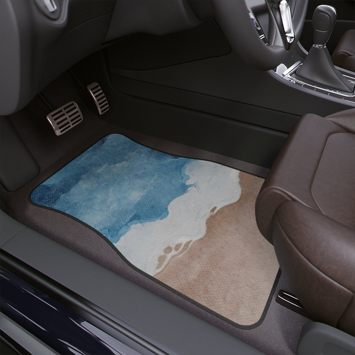 Boho Beach Car Floor Mats, Aesthetic Summer Vibe Car Floor Mats,Boho Retro Car Accessories, Cute Car accessories for women,Blue car mat