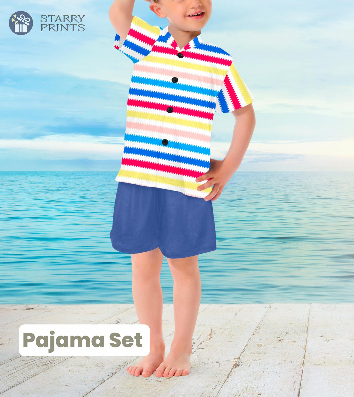 Allan Colorful Striped Pajama Set For Kids,Halloween Pajama For Kid