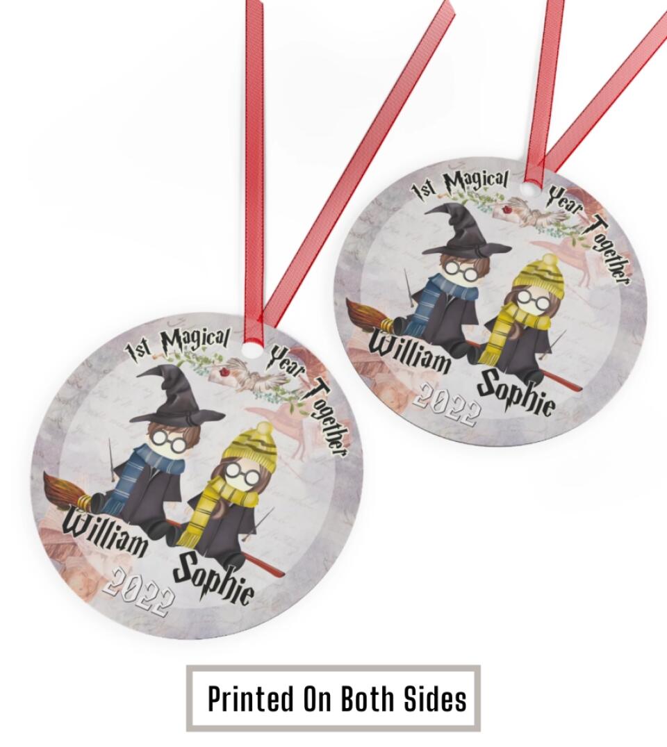 Best Friend, Couple Wizard theme - Personalized Circle Metal Ornament