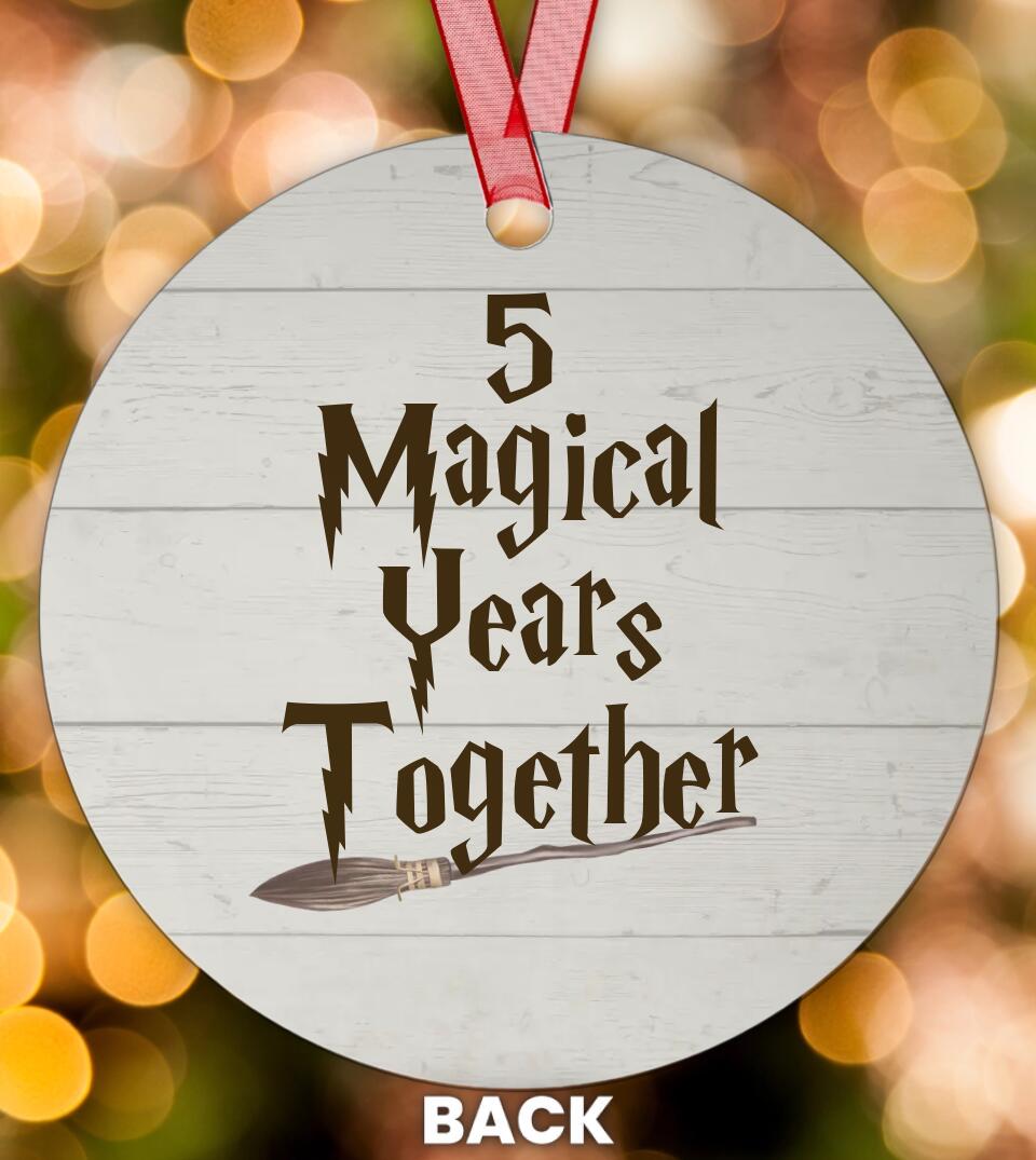 Best Friend or Couple Wizard theme - Personalized Circle Metal Ornament - Christmas Gift
