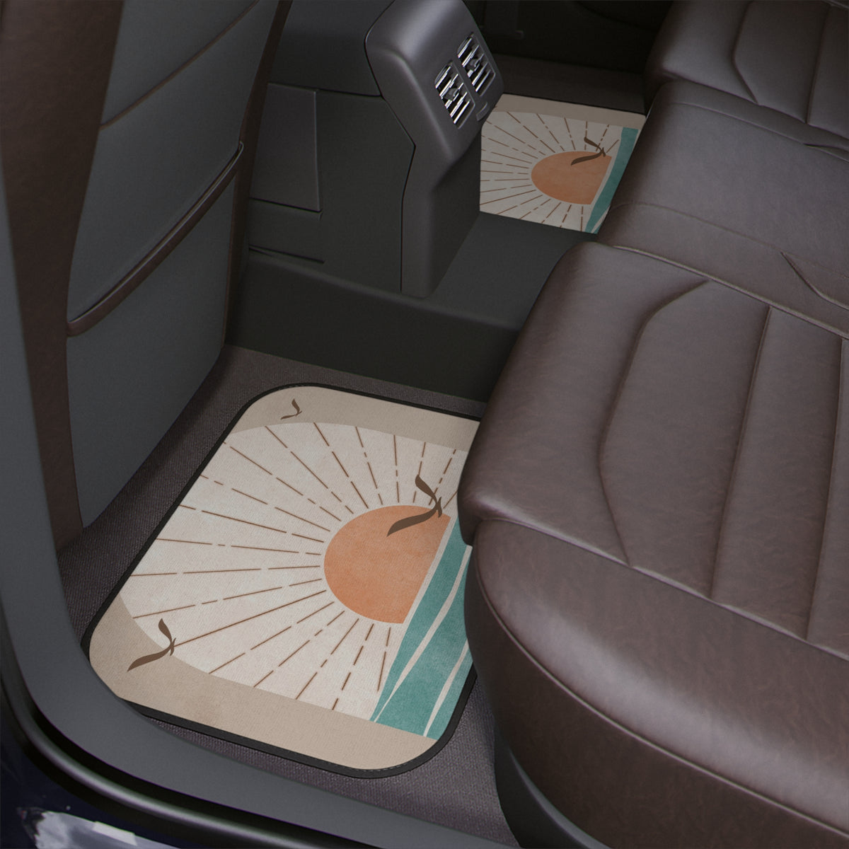 Beige Boho Car Floor Mats, Aesthetic Retro Abstract art Car Floor Mats, Cute Boho Car Accessories, Aesthetic Car Accessories