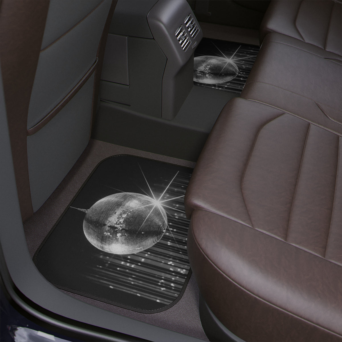 Glitter Disco Ball Car Floor Mat,Hippie 70s Retro Cat Car Floor Mat,Aesthetic Funny Car Accessory,Good Vibe Groovy Car Interior Decoration