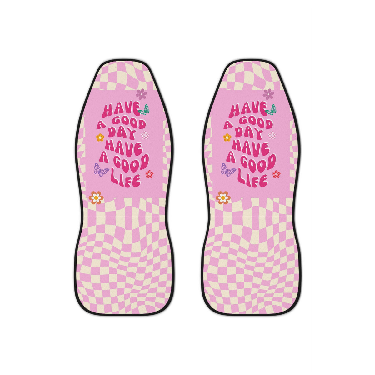 Red Boho Floral Y2K Car Seat Covers - Retro Vintage Aesthetic Protection Set of 2 - Pink Girly Auto Accessories for Stylish Interiors