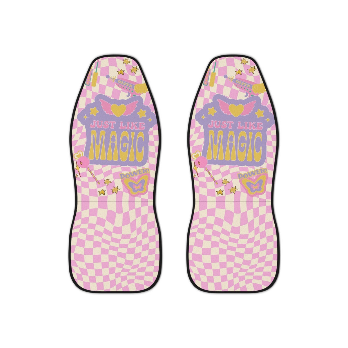 Pink Pastel Checkered Boho Car Seat Covers Set, Aesthetic y2k Car Seat Cover, Y2k cute car Accessories, Cute Girly car decoration