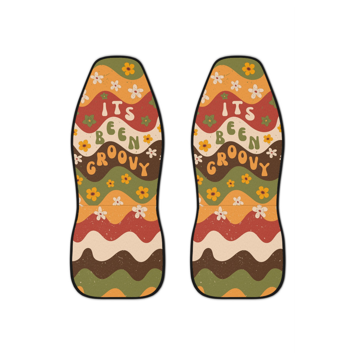 Retro Groovy Waves Boho Car Seat Covers Set, Aesthetic Car Seat Cover, Y2k Car Accessories, Good vibes Groovy cute car seat decoration