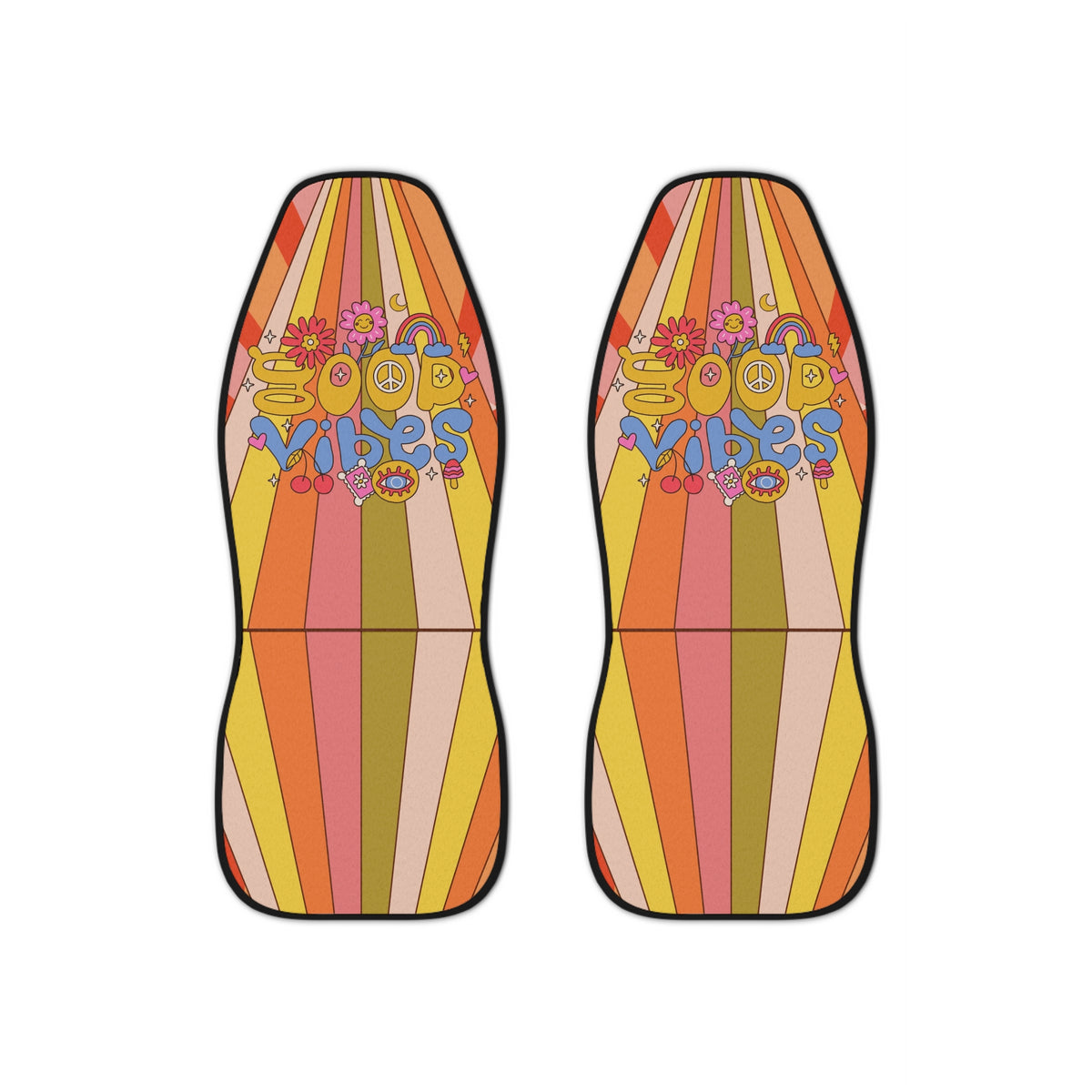 Good Vibes Boho Car Seat Covers Set of 2, Aesthetic Y2K Groovy Floral Car Seat Cover, Gift for new driver, Y2K Retro Vintage car seat decor