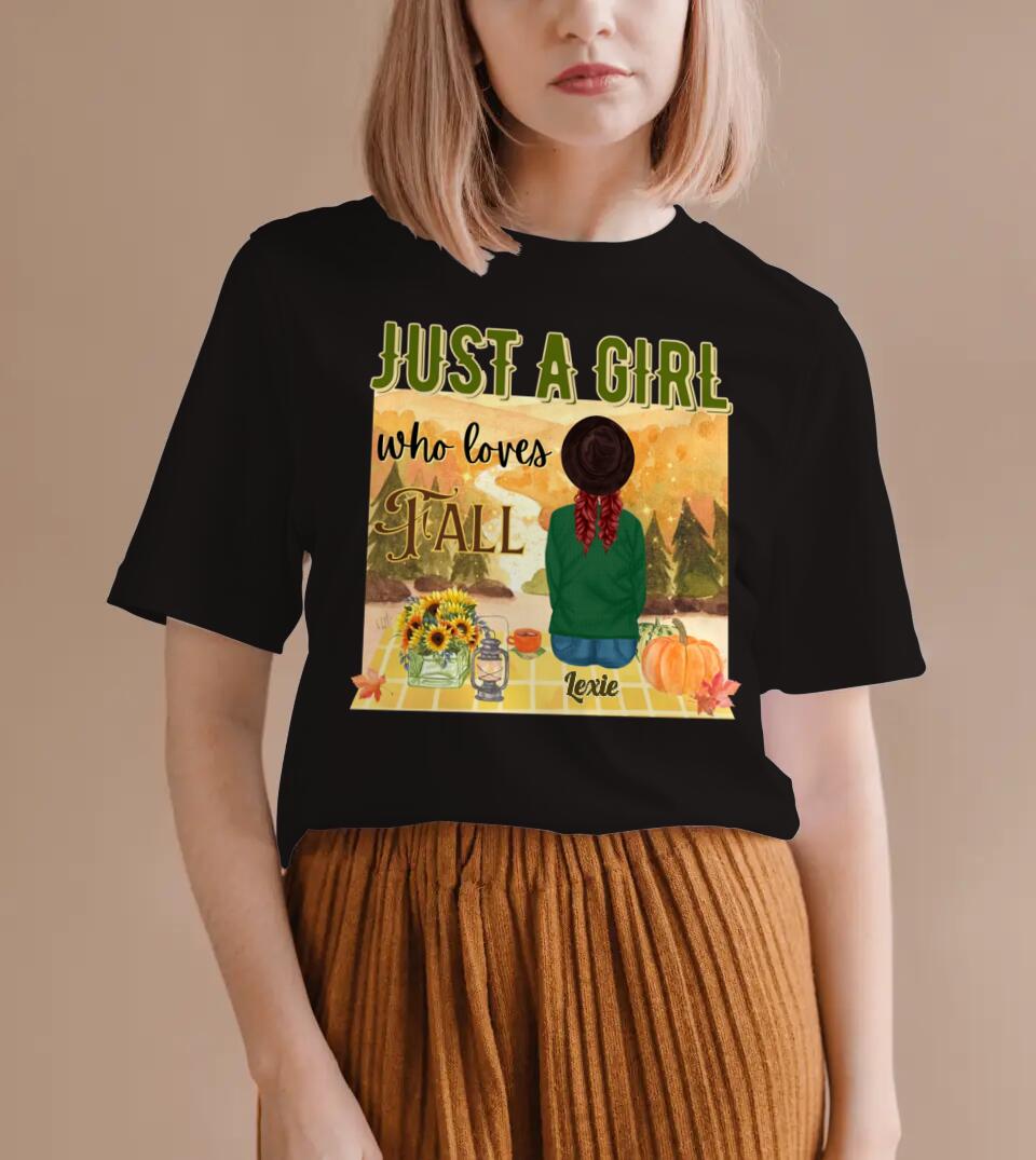 Just A Girl Who Loves Fall - Personalized Custom T-Shirt