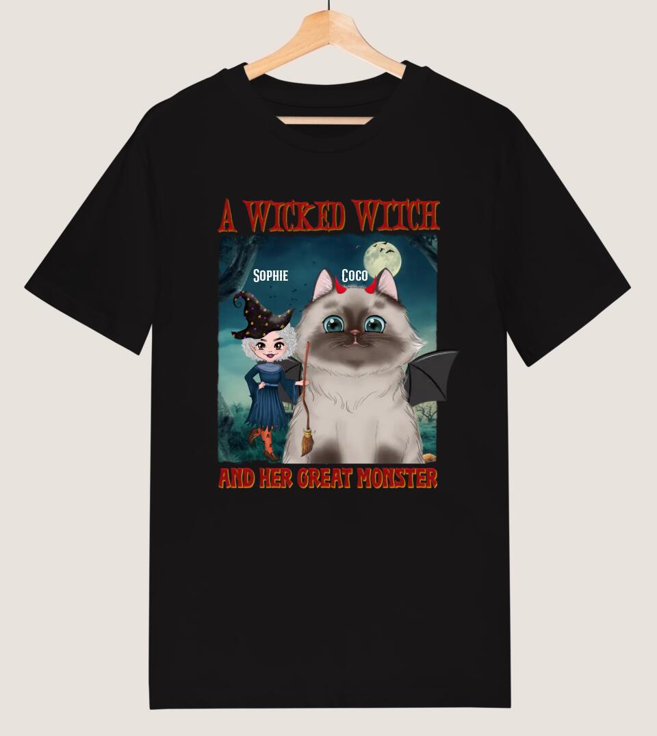 A Wicked Witch and Her Little Monster - Cats Halloween- Funny Personalized Custom T-Shirt/Sweatshirt