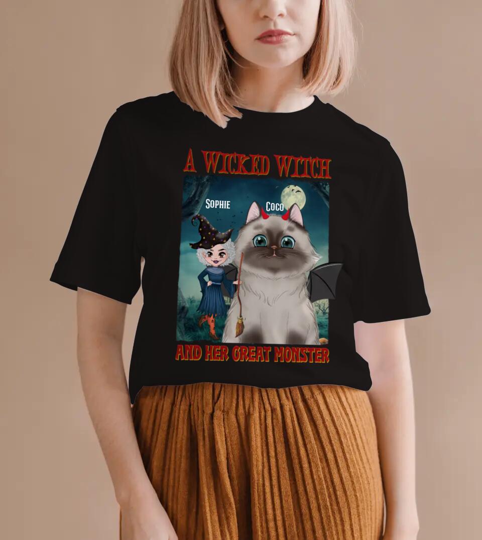 A Wicked Witch and Her Little Monster - Cats Halloween- Funny Personalized Custom T-Shirt/Sweatshirt