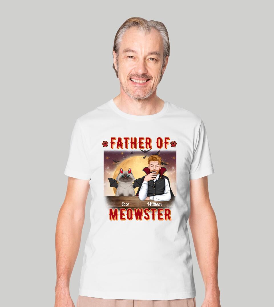 Father Of Meowsters - Personalized Unisex T-Shirt/Sweatshirt - Gift For Pet Lovers, Halloween Gift, Cat Dad Apperal