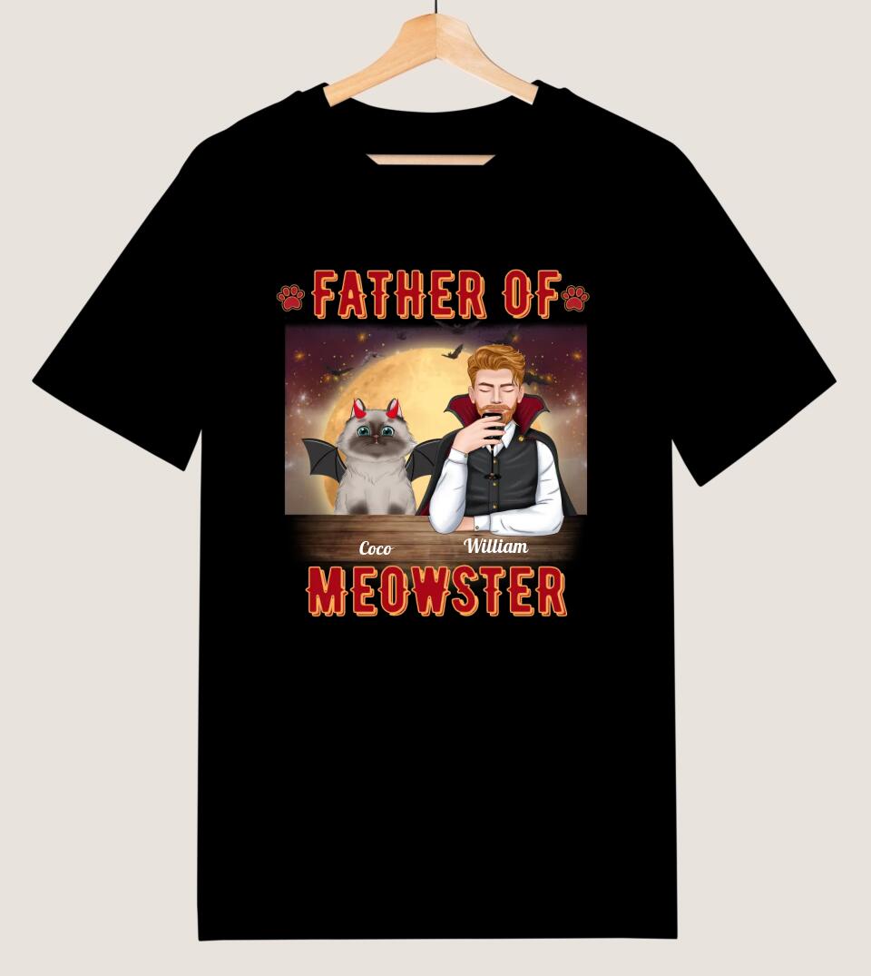 Father Of Meowsters - Personalized Unisex T-Shirt/Sweatshirt - Gift For Pet Lovers, Halloween Gift, Cat Dad Apperal