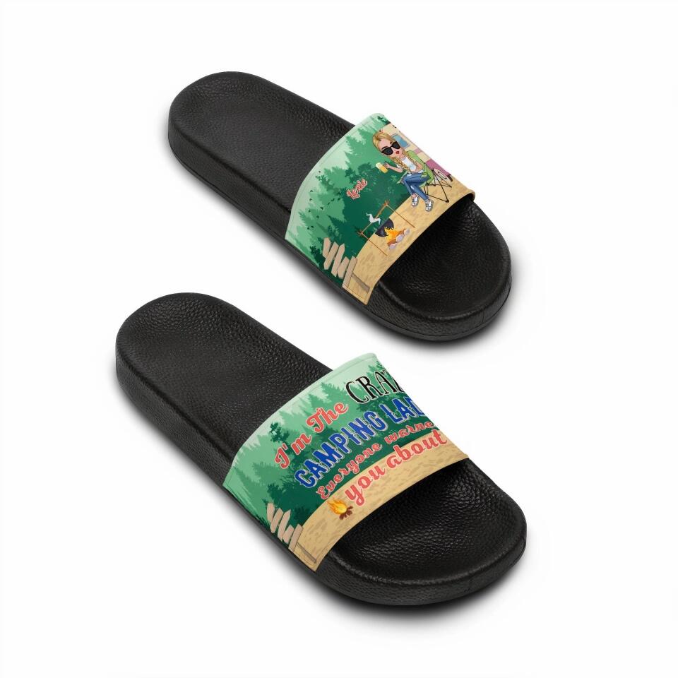 Just A Girl Who Loves Camping - Personalized Custom Slide Sandals