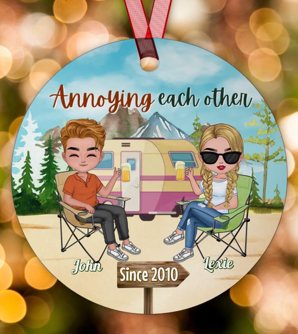 Annoying Each Other Since - Personalized Circle Metal Ornament For Camping Couples