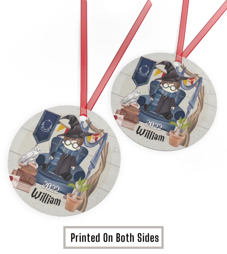 Wizard theme - Personalized Circle Metal Ornament -Christmas Gift