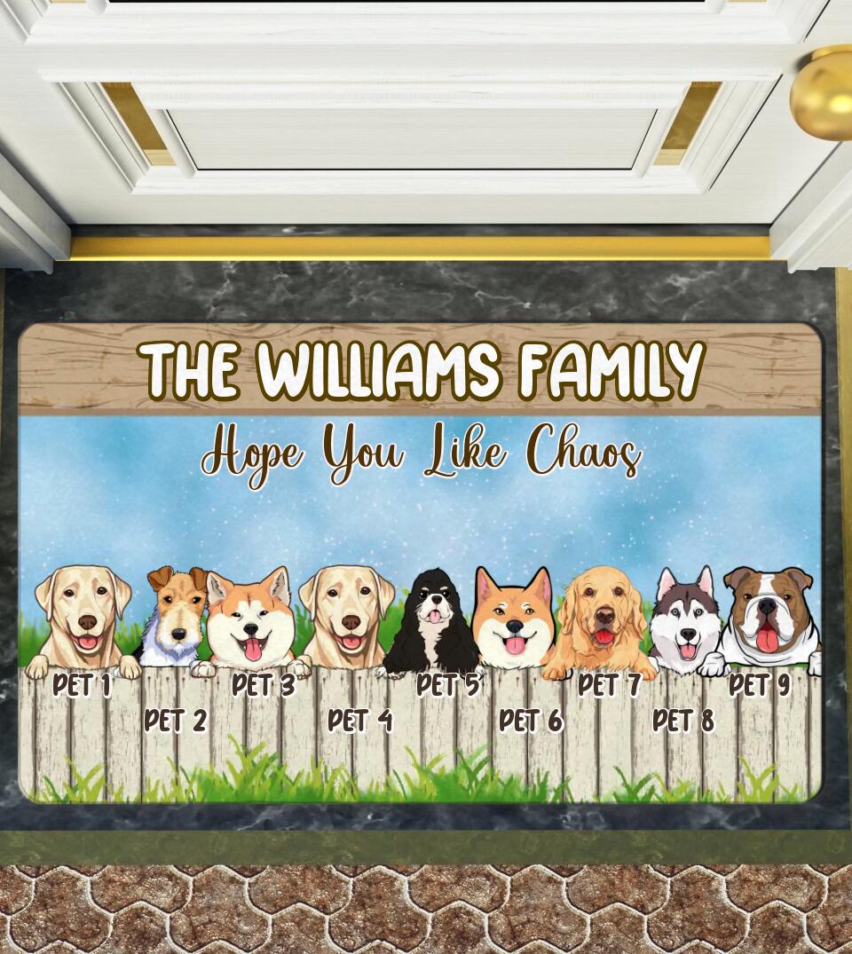 Hope You Like Chaos - Multiple Pets Family Personalized Welcome Doormat