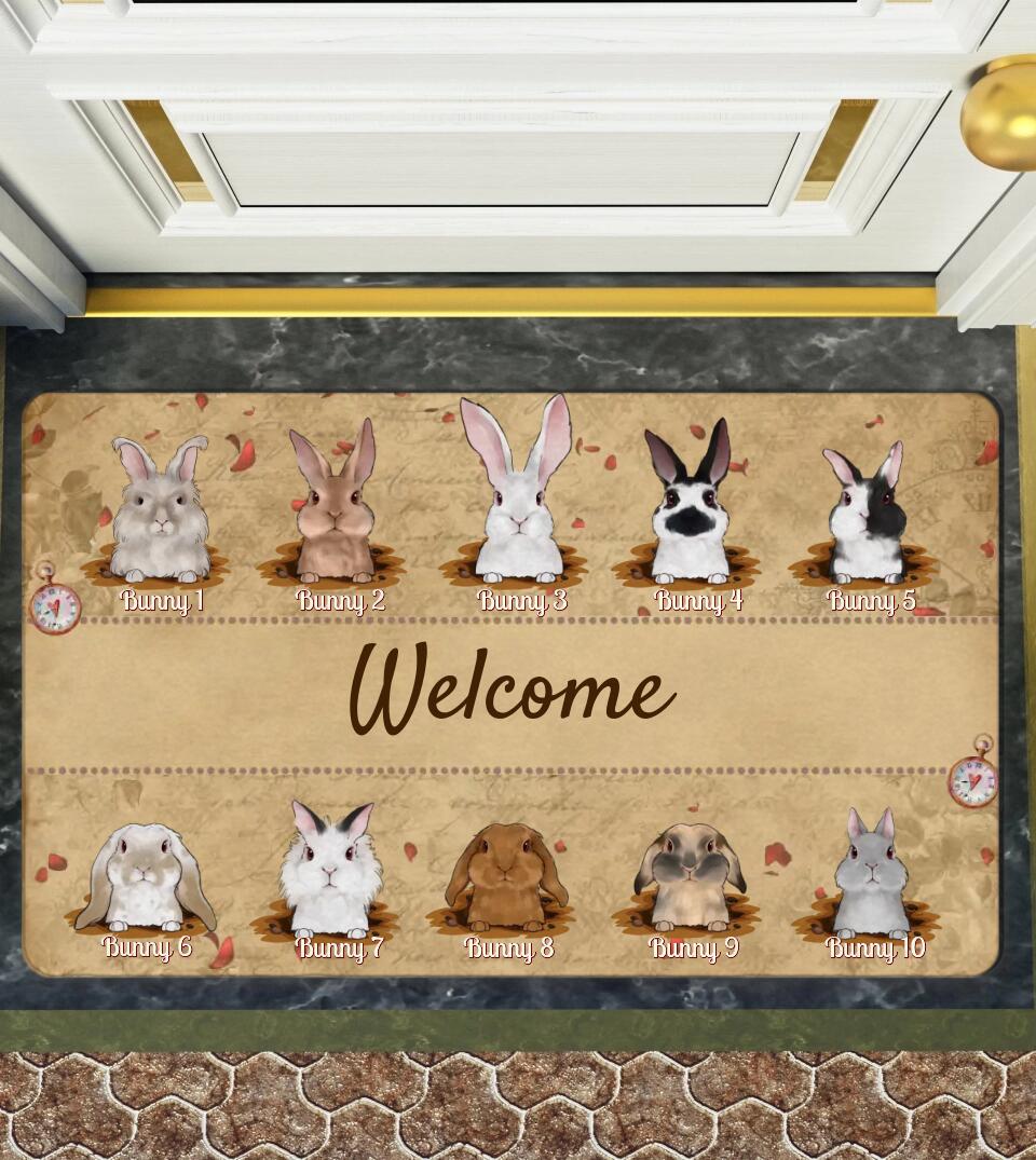 Rabbit Bunny Lover - Retro Style Personalized Welcome Doormat