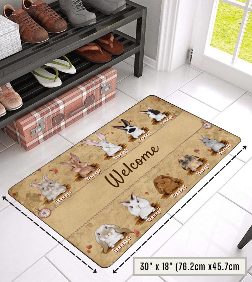 Rabbit Bunny Lover - Retro Style Personalized Welcome Doormat