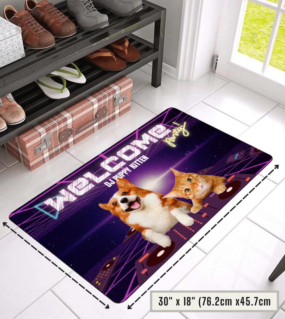 Funny DJ Dog or DJ Cat - Personalized Photo Custom Welcome Doormat