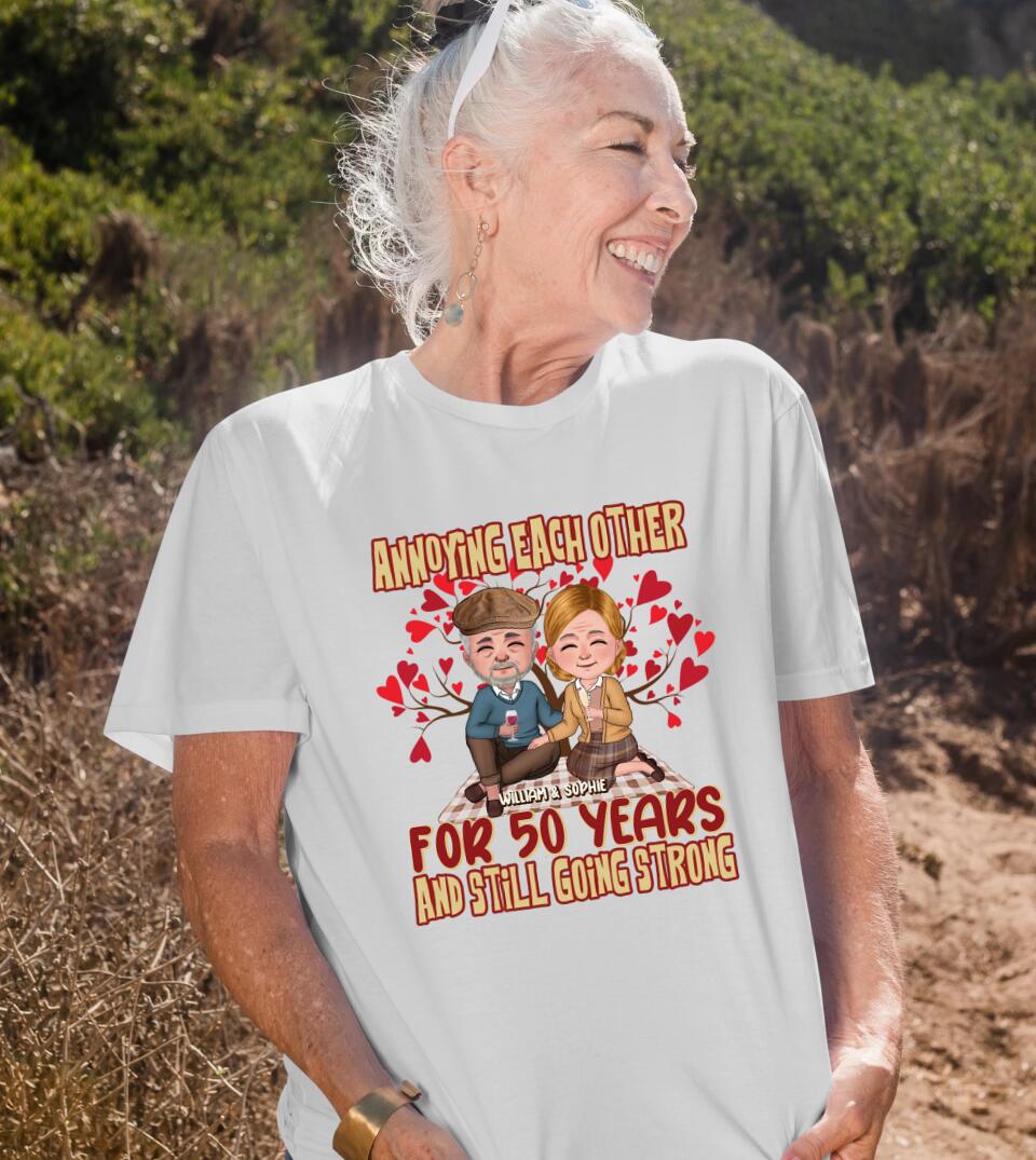 Chibi Senior Couple - Annoying Each Other For Many Years Still Going Strong - Anniversary Gifts - Personalized Custom Unisex T-shirt