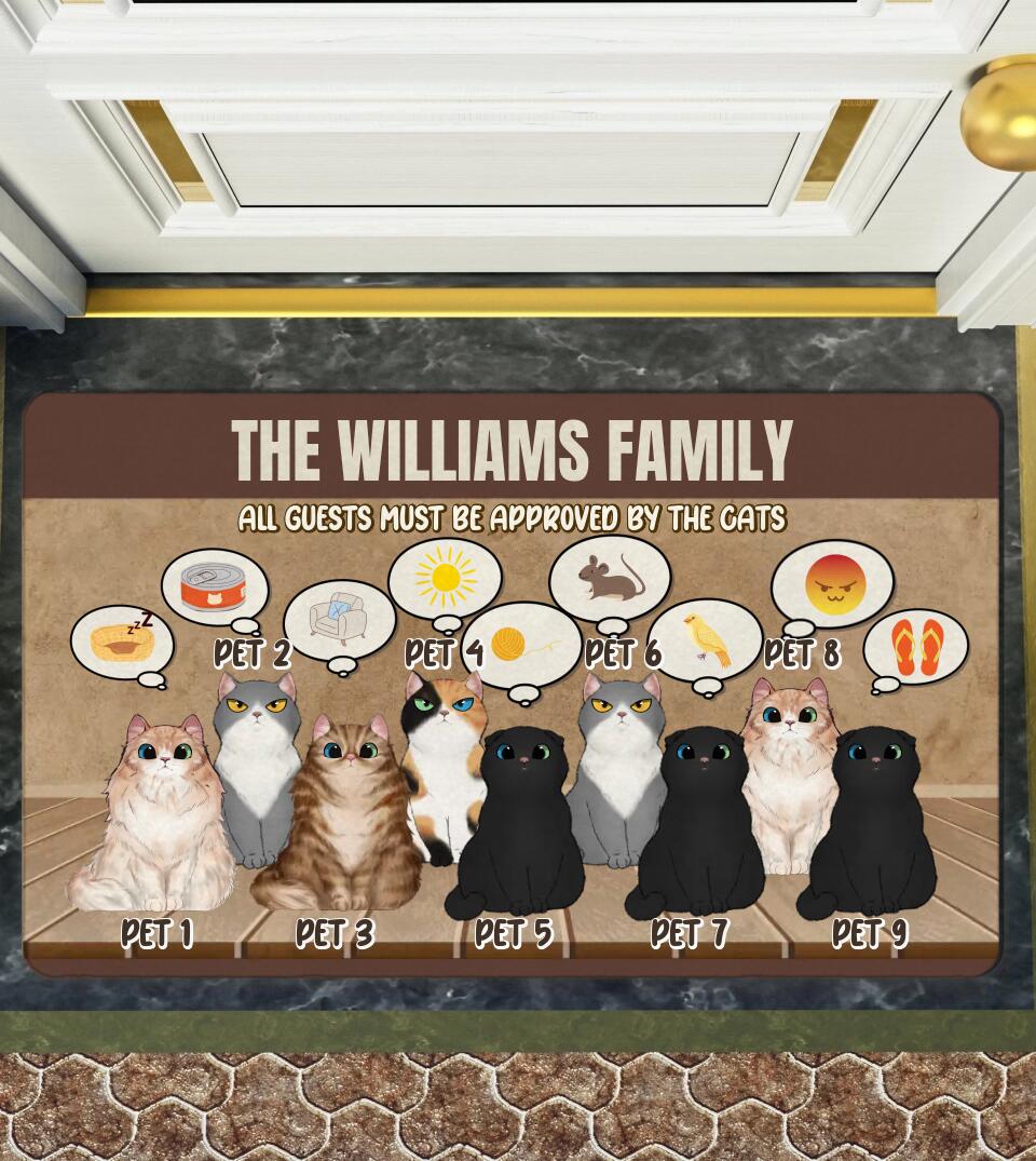 All Guests Must Be Approved By The Cats - Funny Cat Lover Personalized Custom Doormat