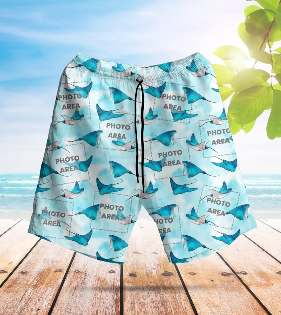 Ocean Theme Personalized Photo Custom Hawaiian Shorts