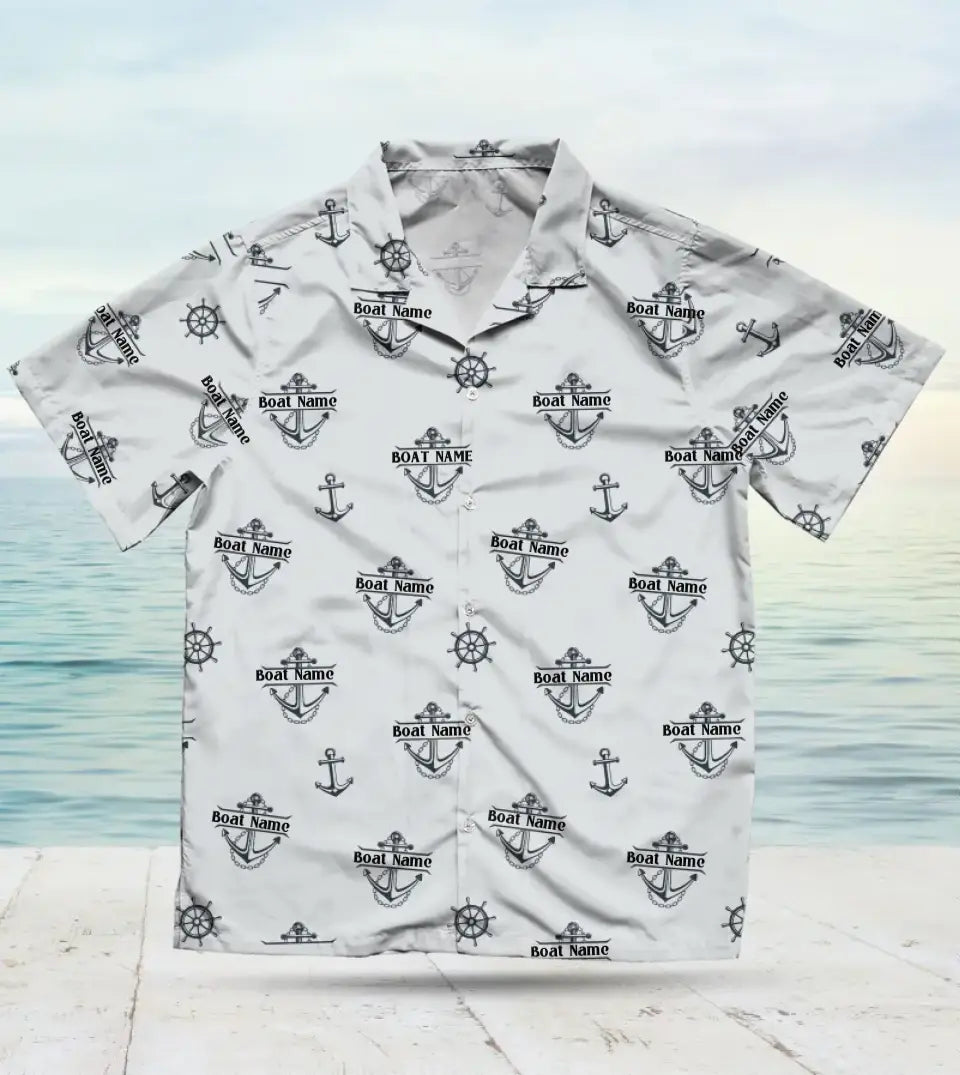 Custom Boat Name Nautical Hawaiian Shirt - Personalized Maritime Fashion for Boat and Yacht Owners