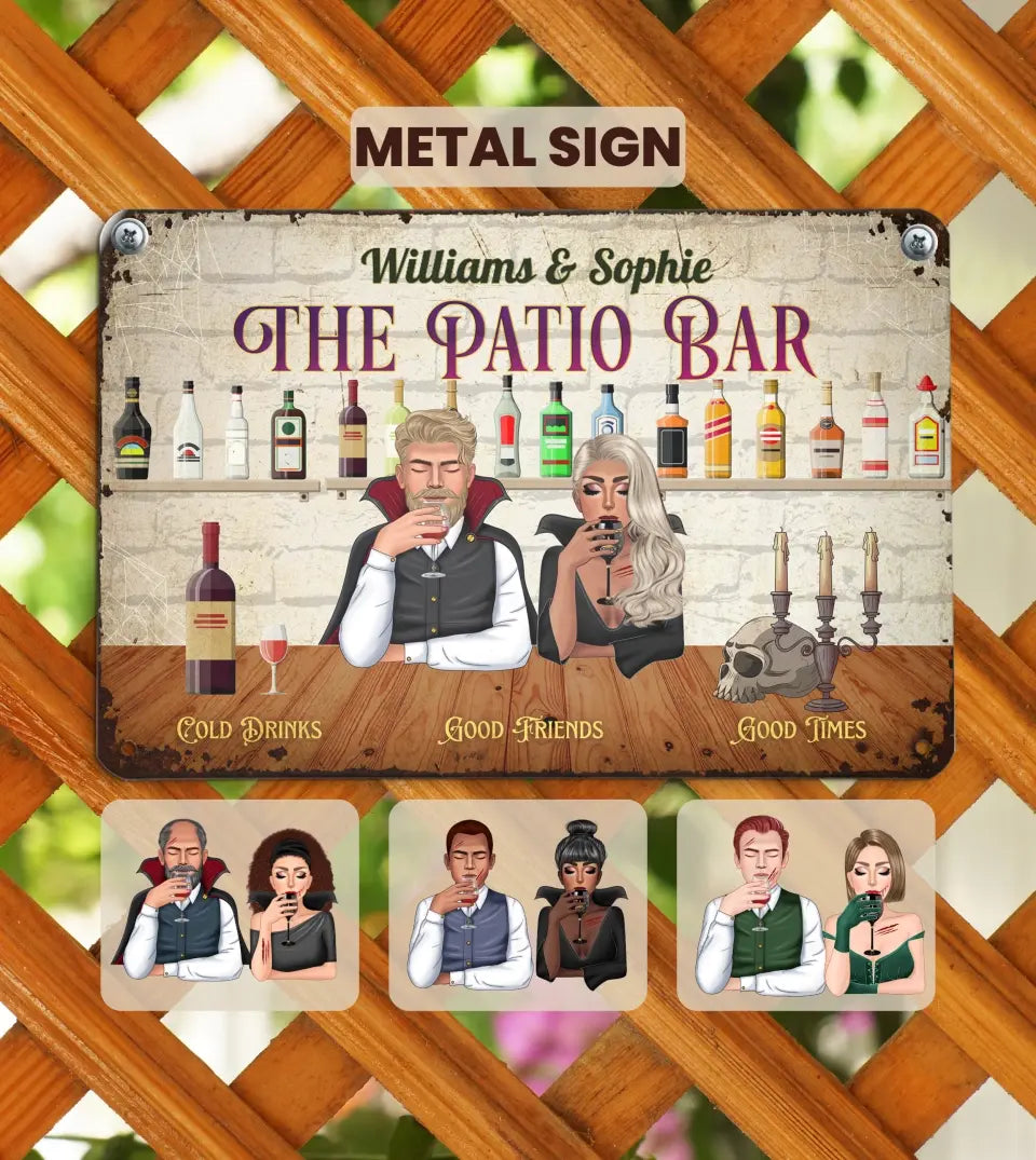 Personalized Patio Bar Metal Sign featuring a compass design on a luxurious marble texture background. This high-quality aluminum sign is perfect for couples looking to add a unique touch to their outdoor space, patio, backyard, or bar area. Ideal for those who appreciate a sophisticated and adventurous aesthetic in their decor